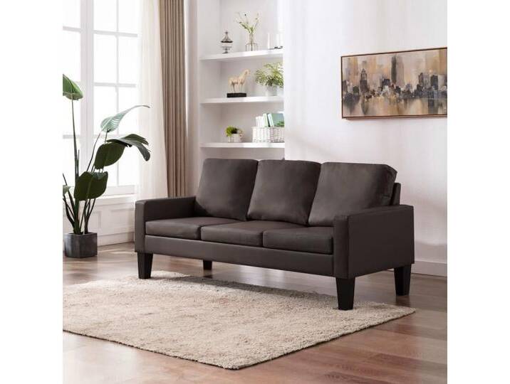 vidaXL Sofa 3-Sitzer-Sofa Braun Kunstleder, braun von vidaXL