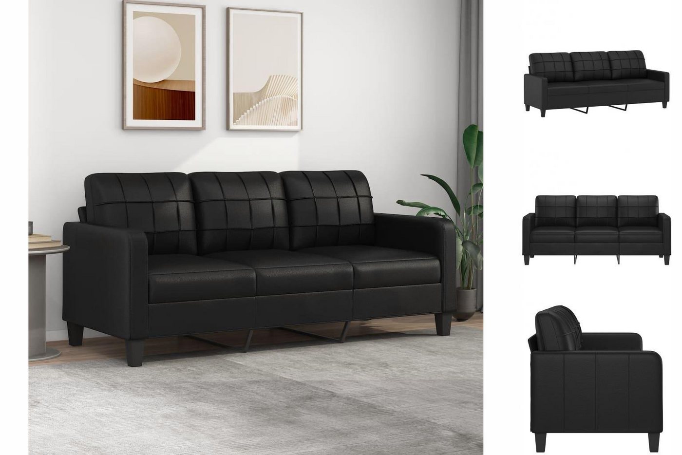 vidaXL Sofa 3-Sitzer-Sofa Couch Schwarz 180 cm Kunstleder von vidaXL