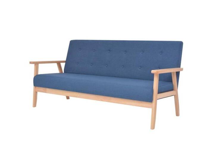 vidaXL Sofa 3-Sitzer-Sofa Stoff Blau, blau von vidaXL