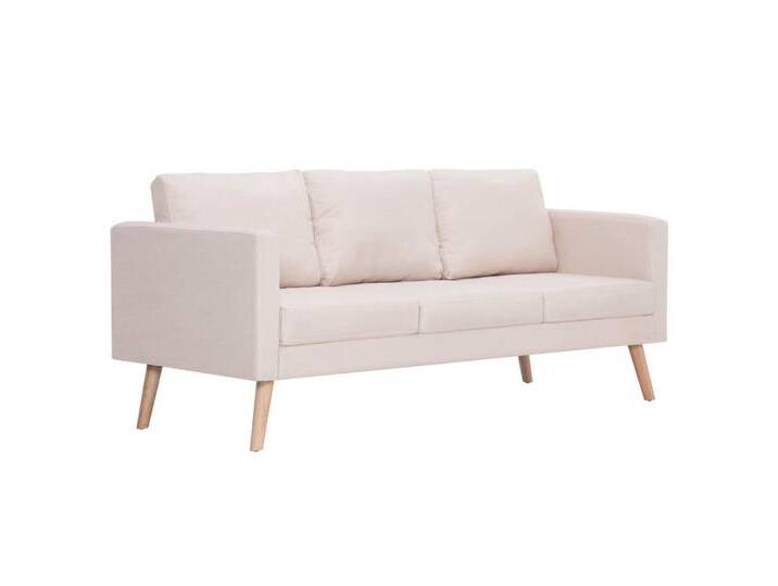 vidaXL Sofa 3-Sitzer-Sofa Stoff Cremeweiß Couch, beige von vidaXL