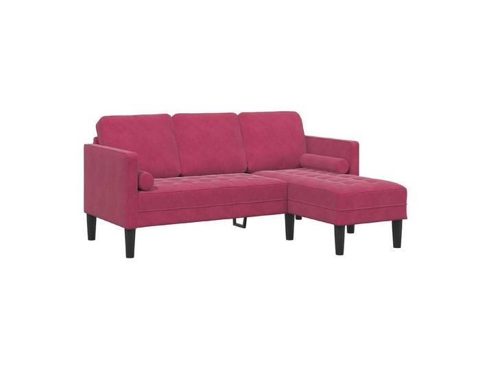 vidaXL Sofa 3-Sitzer Sofa mit Chaise L-förmig Weinrot 160 cm Samt, 1 Teile, rot, Weinrot von vidaXL