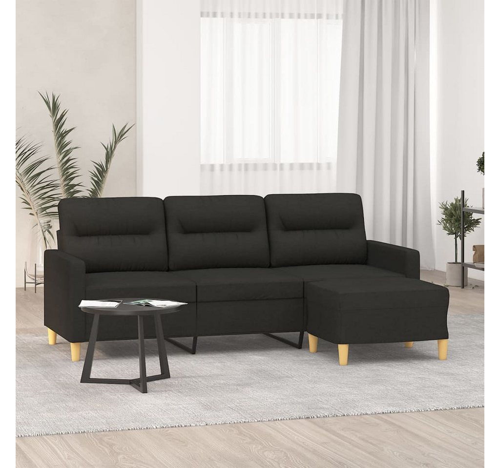 vidaXL Sofa 3-Sitzer-Sofa mit Hocker 180 cm Stoff, Schwarz von vidaXL