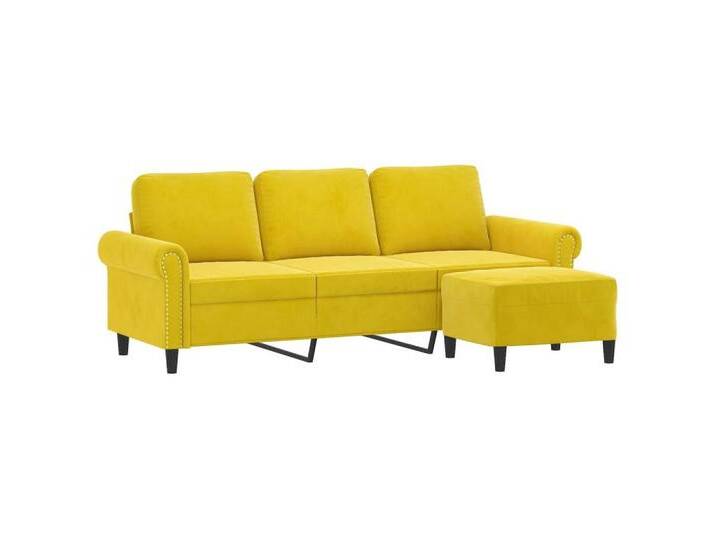 vidaXL Sofa 3-Sitzer-Sofa mit Hocker Gelb 180 cm Samt, gelb, Gelb von vidaXL