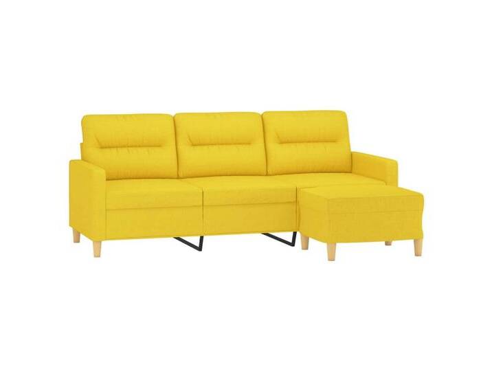 vidaXL Sofa 3-Sitzer-Sofa mit Hocker Hellgelb 180 cm Stoff, gelb, Hellgelb von vidaXL
