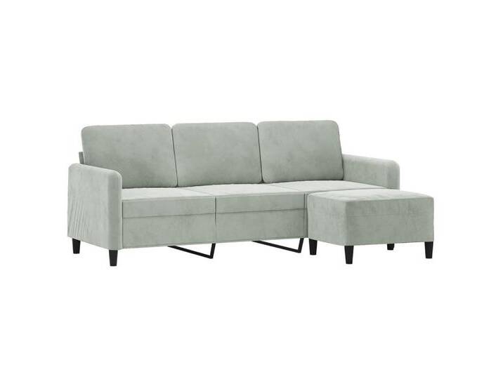 vidaXL Sofa 3-Sitzer-Sofa mit Hocker Hellgrau 180 cm Samt, grau, Hellgrau von vidaXL