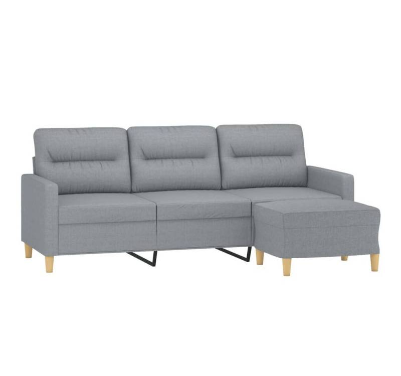 vidaXL Sofa 3-Sitzer-Sofa mit Hocker Hellgrau 180 cm Stoff von vidaXL