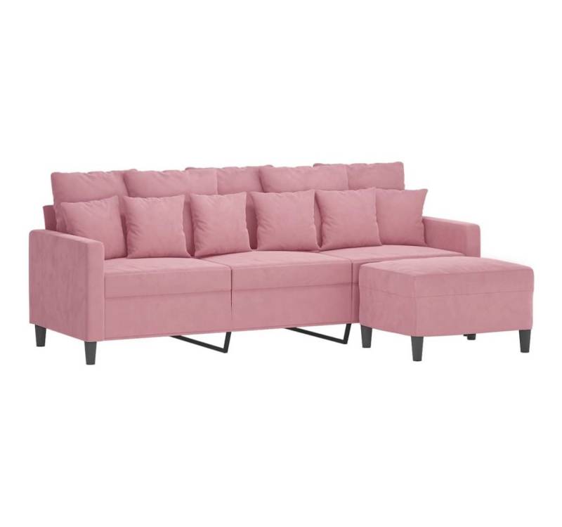 vidaXL Sofa 3-Sitzer-Sofa mit Hocker Rosa 180 cm Samt von vidaXL