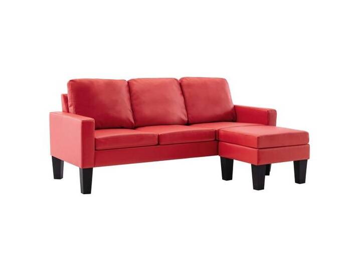vidaXL Sofa 3-Sitzer-Sofa mit Hocker Rot Kunstleder, rot, Rot von vidaXL