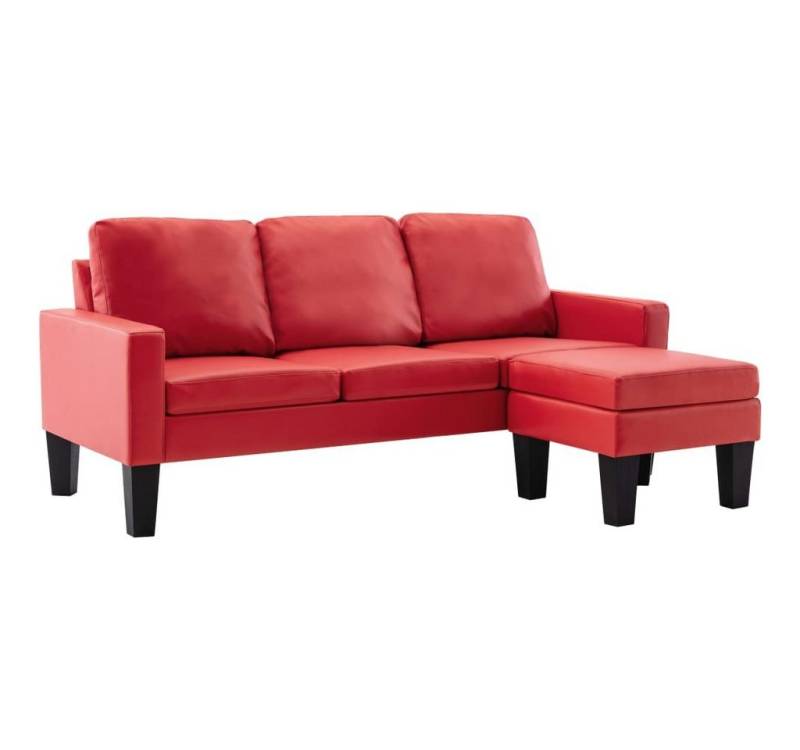 vidaXL Sofa 3-Sitzer-Sofa mit Hocker Rot Kunstleder vidaXL Sofa 3-Sitzer-Sofa mit Hocker Rot Kunstleder von vidaXL