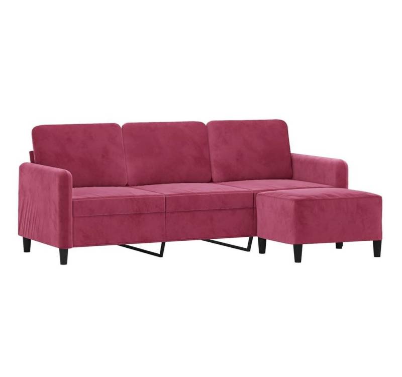 vidaXL Sofa 3-Sitzer-Sofa mit Hocker Weinrot 180 cm Samt von vidaXL