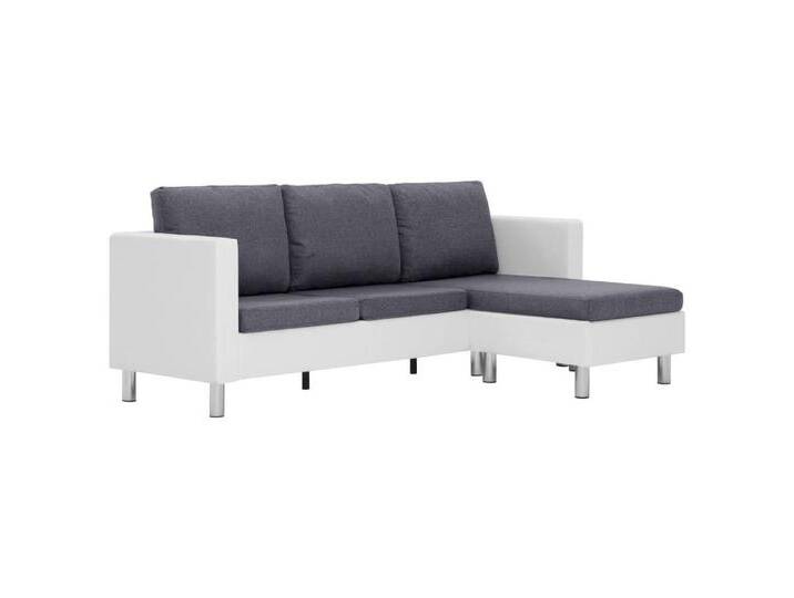 vidaXL Sofa 3-Sitzer-Sofa mit Kissen Weiß Kunstleder, schwarz, WeiÃ und Schwarz von vidaXL