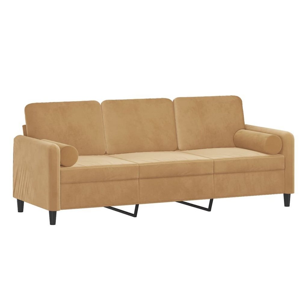 vidaXL Sofa 2-Sitzer-Sofa mit Zierkissen Braun 140 cm Samt von vidaXL