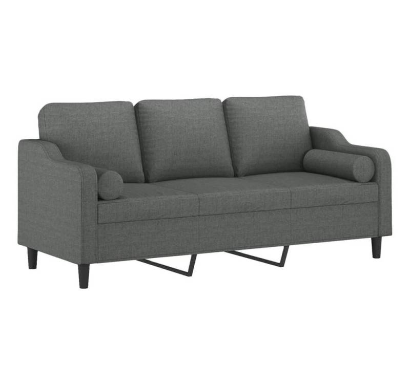 vidaXL Sofa 3-Sitzer-Sofa mit Zierkissen Dunkelgrau 180 cm Stoff von vidaXL