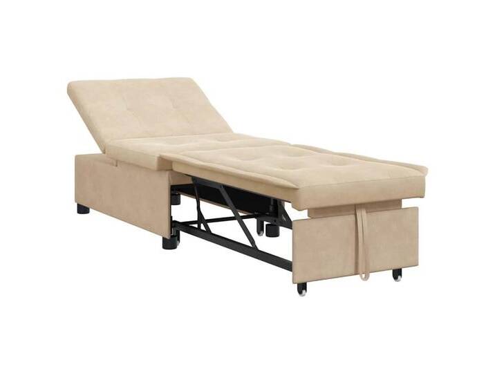 vidaXL Sofa Sofa Bett mit Kissen Creme 67 x 194 x 82 cm Mikrofaserstoff, 1 Teile, Creme von vidaXL