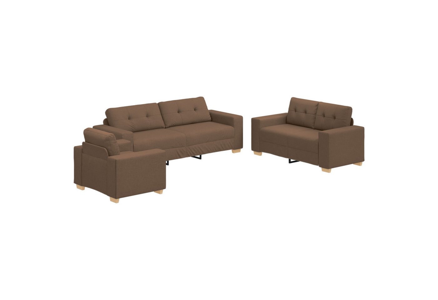 vidaXL Sofa 3-tlg. Sofagarnitur mit Kissen Braun Stoff, 3 Teile vidaXL Sofa 3-tlg. Sofagarnitur mit Kissen Braun Stoff, 3 Teile von vidaXL