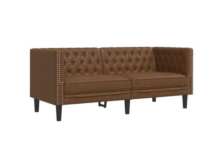 vidaXL Sofa Chesterfield-Sofa 2-Sitzer Braun Kunstleder in Wildleder-Optik, braun, 2-Sitzer, Braun von vidaXL