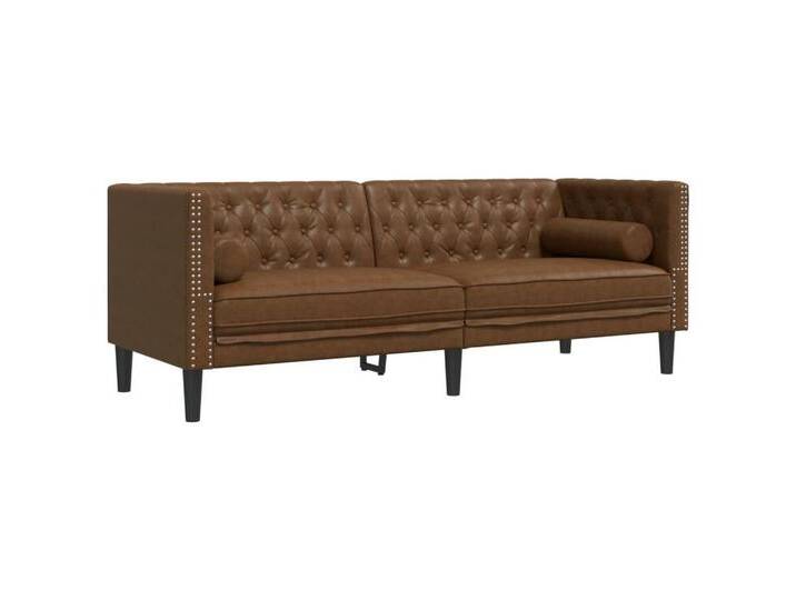vidaXL Sofa Chesterfield-Sofa 3-Sitzer Braun Kunstleder in Wildleder-Optik, braun, 3-Seater, Braun von vidaXL