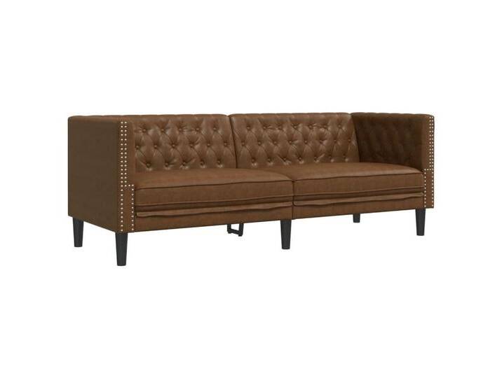 vidaXL Sofa Chesterfield-Sofa 3-Sitzer Braun Kunstleder in Wildleder-Optik, braun, 3-Sitzer, Braun von vidaXL