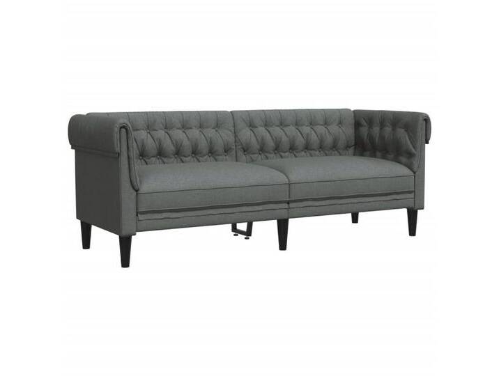 vidaXL Sofa Chesterfield-Sofa 3-Sitzer Dunkelgrau Stoff, grau von vidaXL