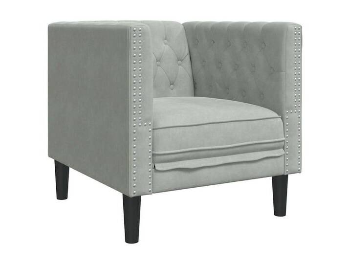 vidaXL Sofa Chesterfield Sofa Stuhl Hellgrau 71 x 74.5 x 70.5 cm Samt, 1 Teile, grau, Hellgrau von vidaXL