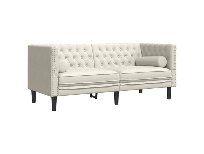 vidaXL Sofa Chesterfield-Sofa mit Nackenrollen 2-Sitzer Creme Samt, 2-Seater, Creme von vidaXL