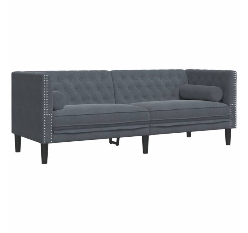 vidaXL Sofa Chesterfield-Sofa mit Nackenrollen 3-Sitzer Dunkelgrau Samt von vidaXL
