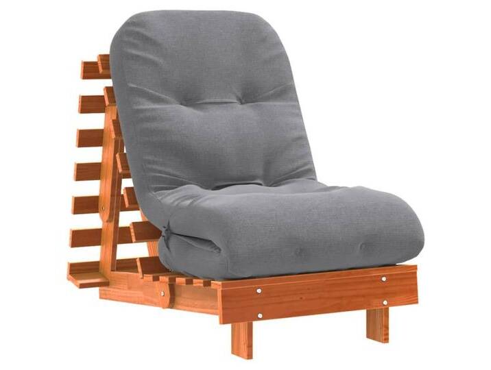 vidaXL Sofa Futon Schlafsofa mit Matratze Braun 60x206x11 Massivholz Kiefer, braun von vidaXL