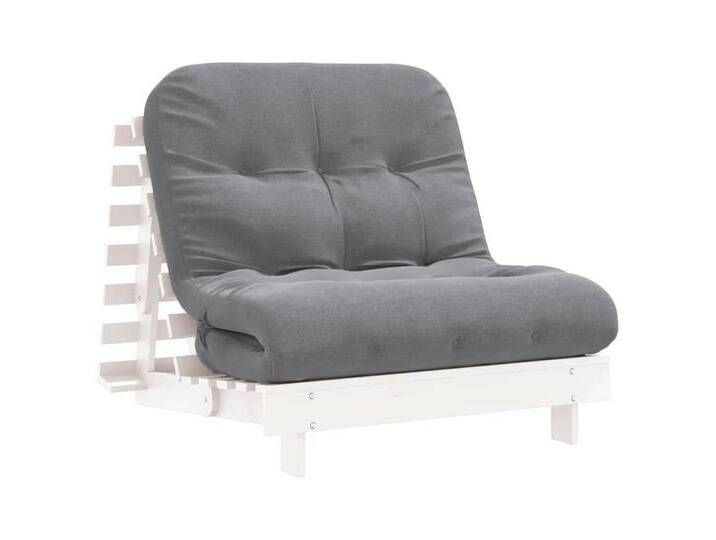 vidaXL Sofa Futon Schlafsofa mit Matratze Weiß 80x206x11 Massivholz Kiefer, bunt von vidaXL