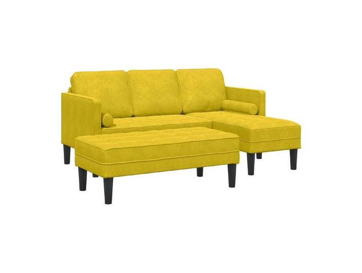 vidaXL Sofa Garten Sofa mit Bank und Kissen L-Form Gelber Samt, 2 Teile, gelb, Gelb von vidaXL