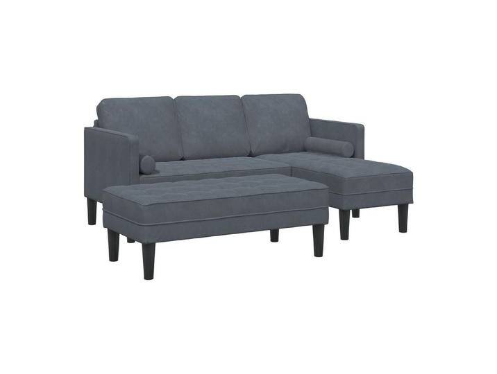 vidaXL Sofa Garten Sofa mit Bank und Kissen L-förmig Dunkelgraues Velvet, 2 Teile, grau, Dunkelgrau von vidaXL
