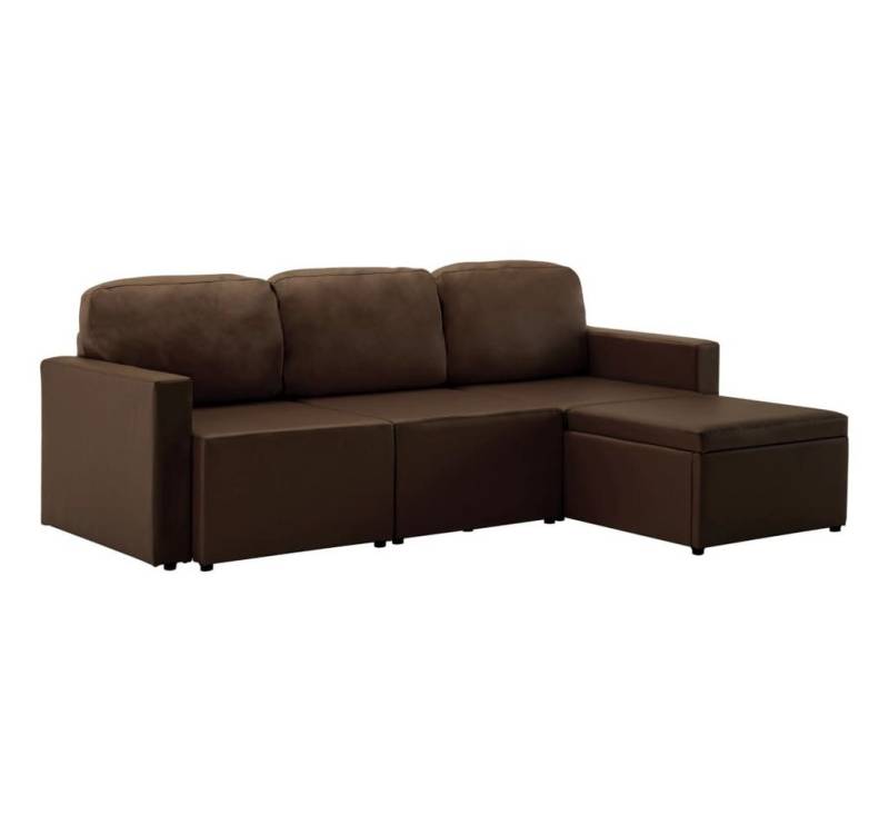 vidaXL Sofa Modulares 3-Sitzer Schlafsofa Braun Kunstleder von vidaXL