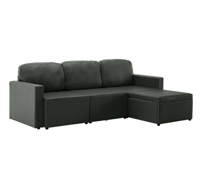 vidaXL Sofa Modulares 3-Sitzer Schlafsofa Grau Kunstleder von vidaXL