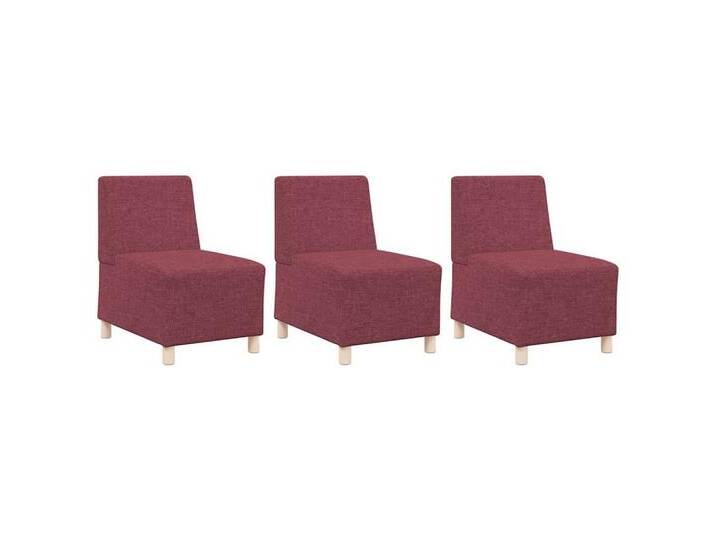 vidaXL Sofa Modulares Armfreies Sofa 3 pcs Weinrot 55 x 74 x 82 cm Stoff, 3 Teile, rot, Weinrot von vidaXL
