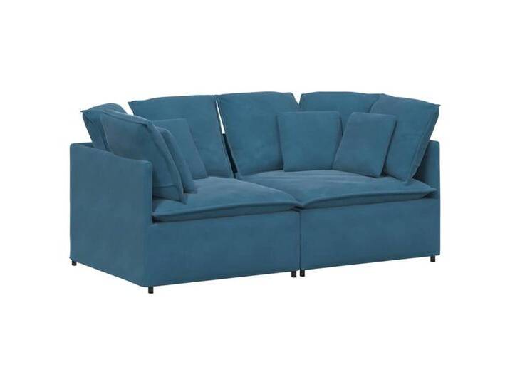 vidaXL Sofa Modulares Sofa mit Kissen Samt Blau, blau, Blau von vidaXL