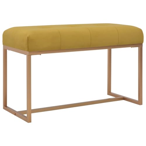 vidaXL Sofa Samt Getuftete Fußbank Wohnzimmer Gepolsterte Ottoman Rechteckigen Hocker Indoor Eingang Sitze Home Sammlung 80cm Senf von vidaXL