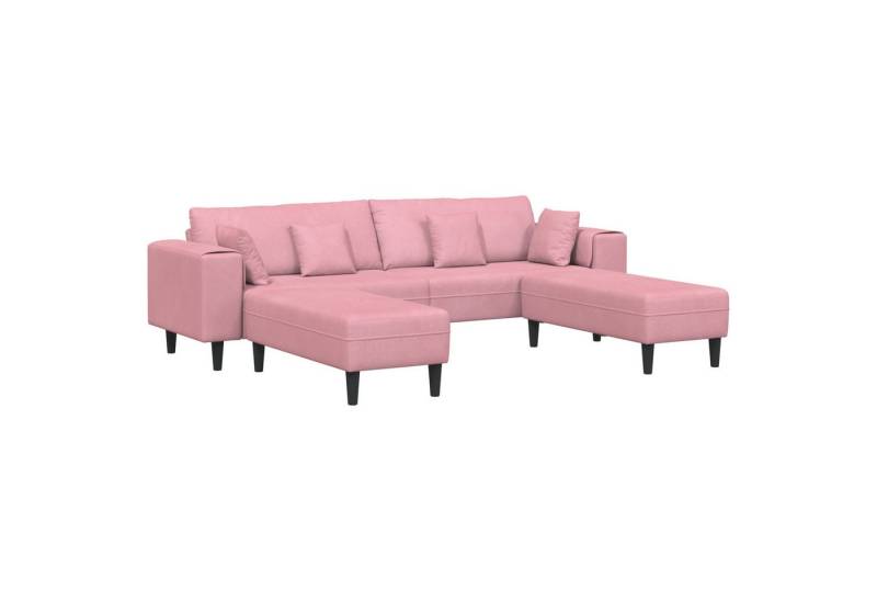 vidaXL Sofa Samt Sofa mit Kissen mit Kissen 3 pcs Rosa 208 cm Samt, 3 Teile von vidaXL
