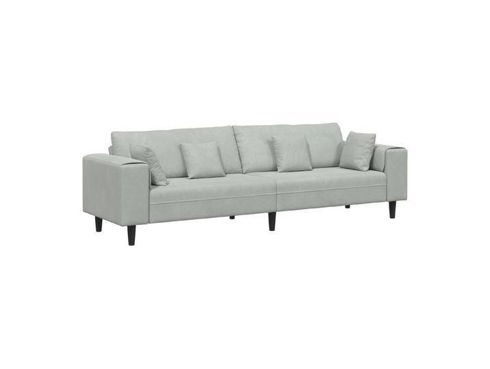 vidaXL Sofa Samt Sofa mit Kissen mit Kissen Hellgrau 208 cm Samt, 1 Teile, Light Grey von vidaXL