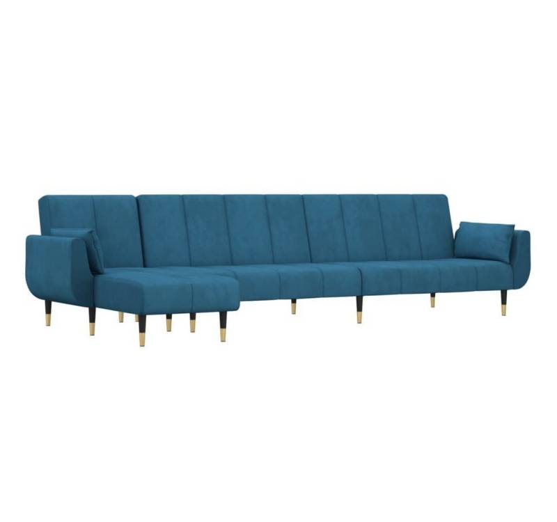 vidaXL Sofa Schlafcouch Schlafsofa in L-Form Blau 275x140x70 cm Samt Chaiselongue von vidaXL