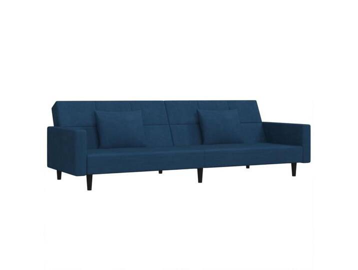 vidaXL Sofa Schlafsofa 2-Sitzer mit 2 Kissen Blau Samt, blau von vidaXL