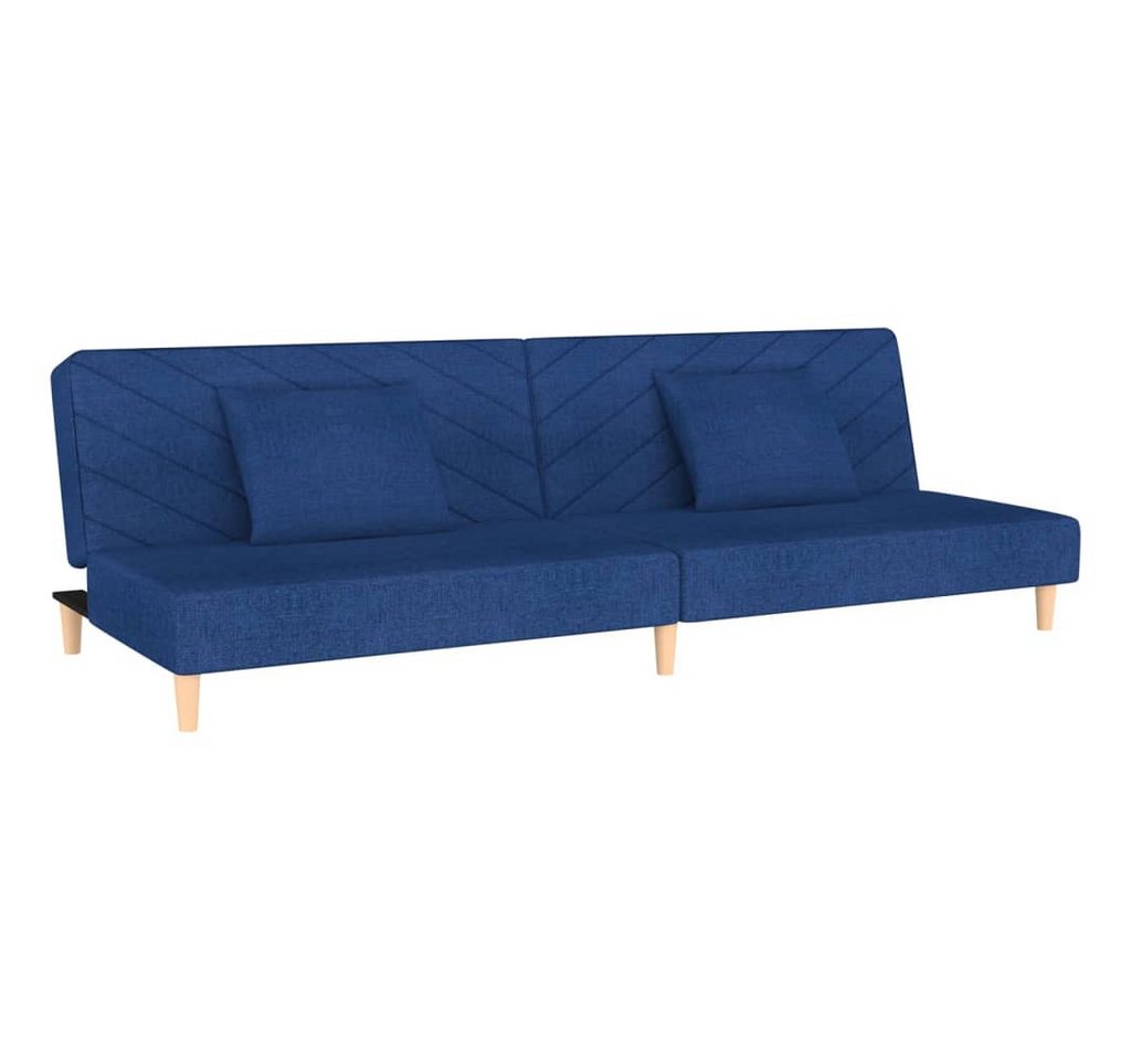 vidaXL Sofa Schlafsofa 2-Sitzer mit 2 Kissen Blau Stoff von vidaXL