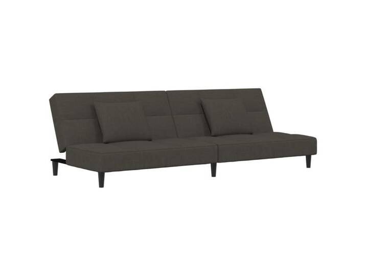 vidaXL Sofa Schlafsofa 2-Sitzer mit 2 Kissen Dunkelgrau Samt, grau von vidaXL