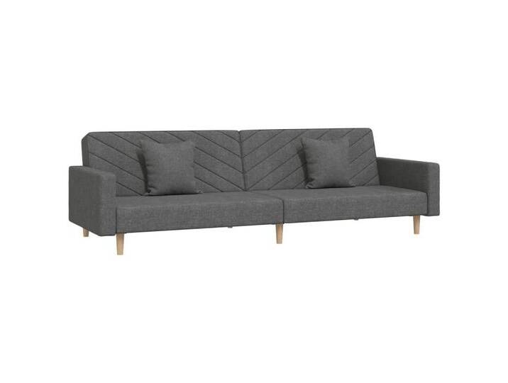 vidaXL Sofa Schlafsofa 2-Sitzer mit 2 Kissen Dunkelgrau Stoff, grau von vidaXL