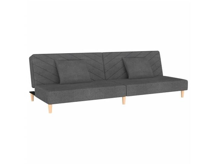 vidaXL Sofa Schlafsofa 2-Sitzer mit 2 Kissen Dunkelgrau Stoff, grau von vidaXL