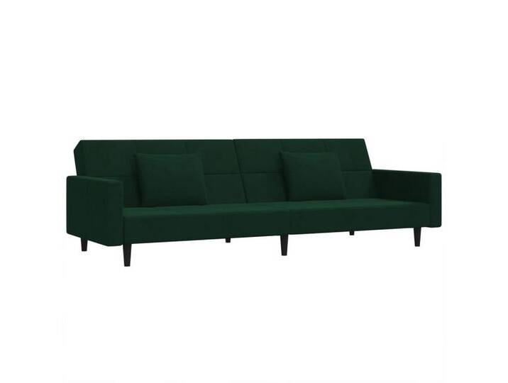 vidaXL Sofa Schlafsofa 2-Sitzer mit 2 Kissen Dunkelgrün Samt, Mit Armlehnen, DunkelgrÃ¼n von vidaXL