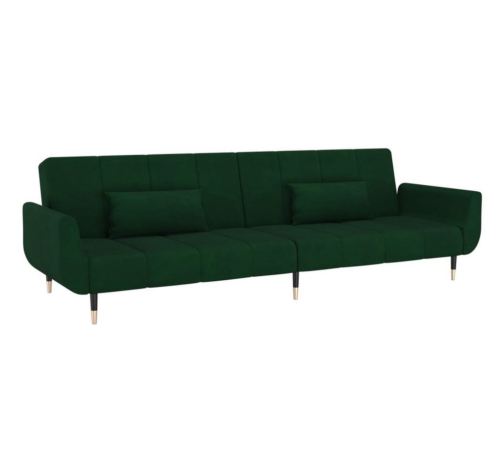 vidaXL Sofa Schlafsofa 2-Sitzer mit 2 Kissen Dunkelgrün Samt von vidaXL