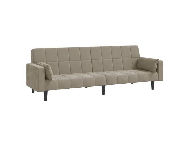 vidaXL Sofa Schlafsofa 2-Sitzer mit 2 Kissen Hellgrau Samt, grau von vidaXL