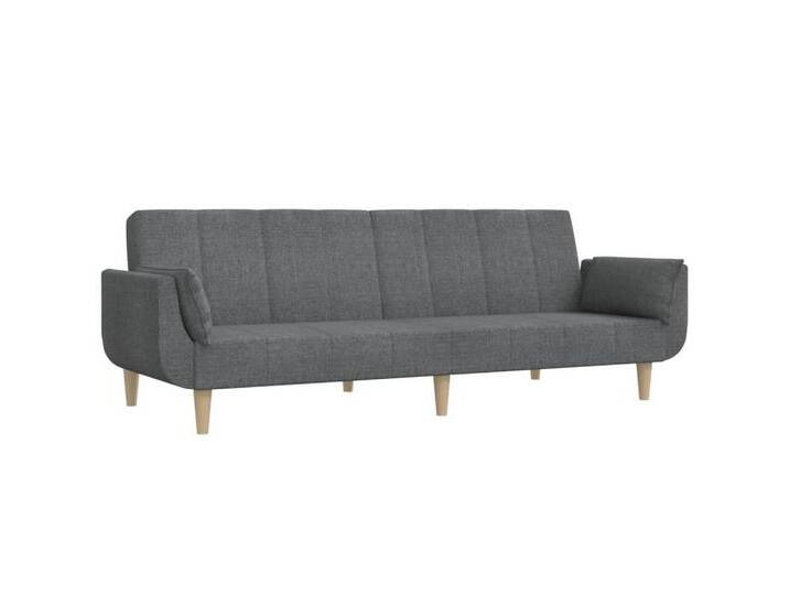 vidaXL Sofa Schlafsofa 2-Sitzer mit 2 Kissen Hellgrau Stoff, grau, with armrest, Hellgrau von vidaXL