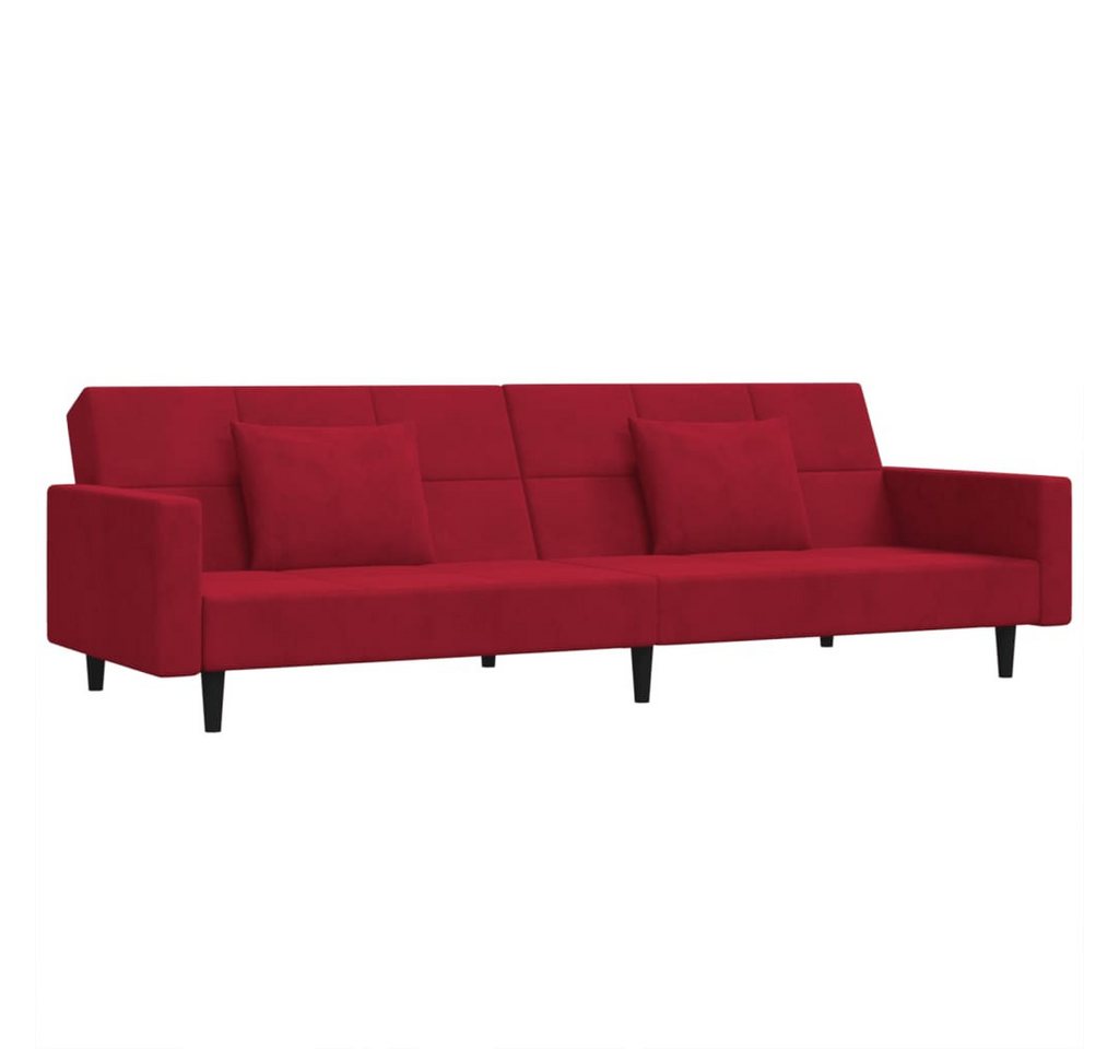 vidaXL Sofa Schlafsofa 2-Sitzer mit 2 Kissen Weinrot Samt von vidaXL