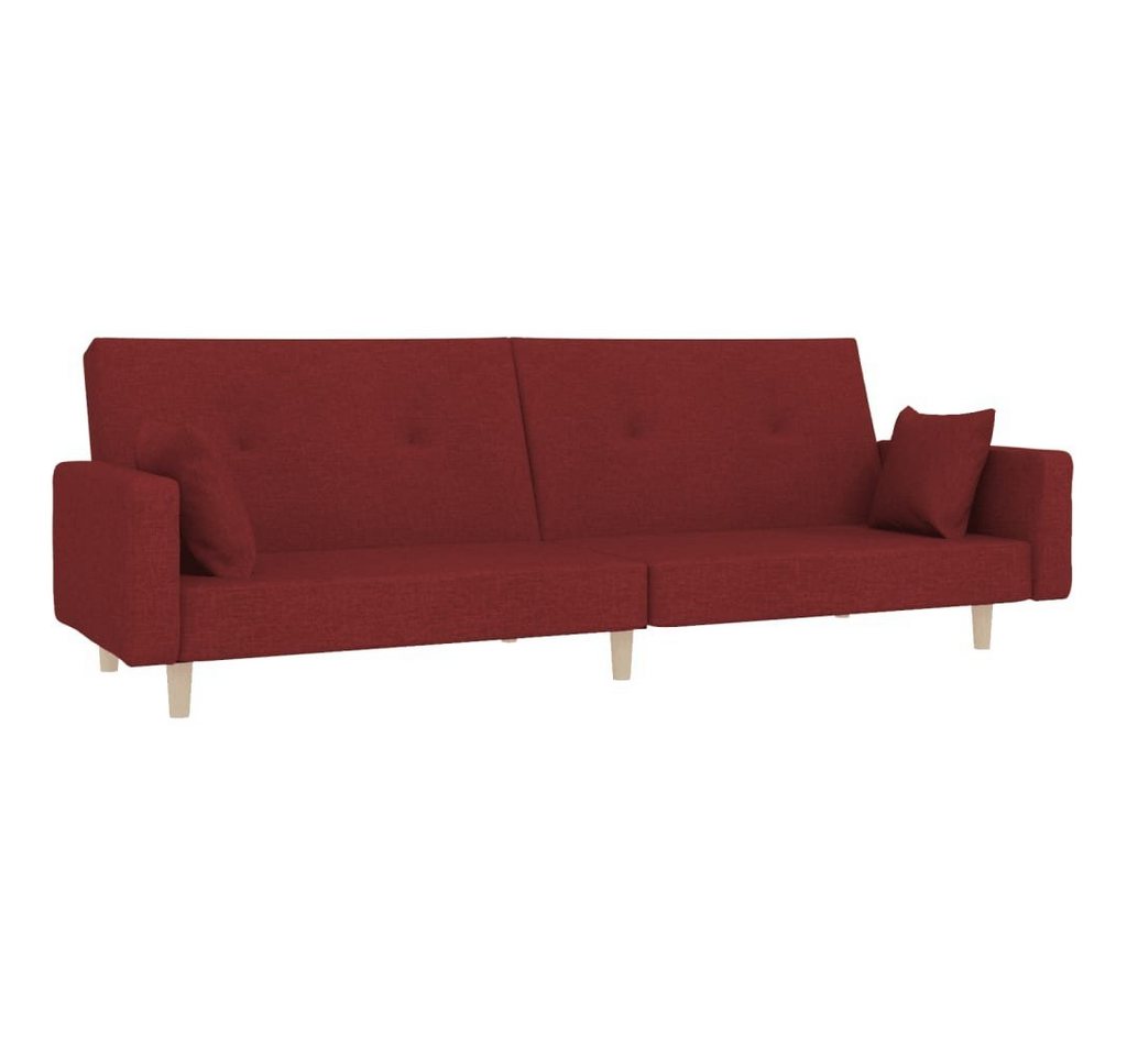 vidaXL Sofa Schlafsofa 2-Sitzer mit 2 Kissen Weinrot Stoff von vidaXL