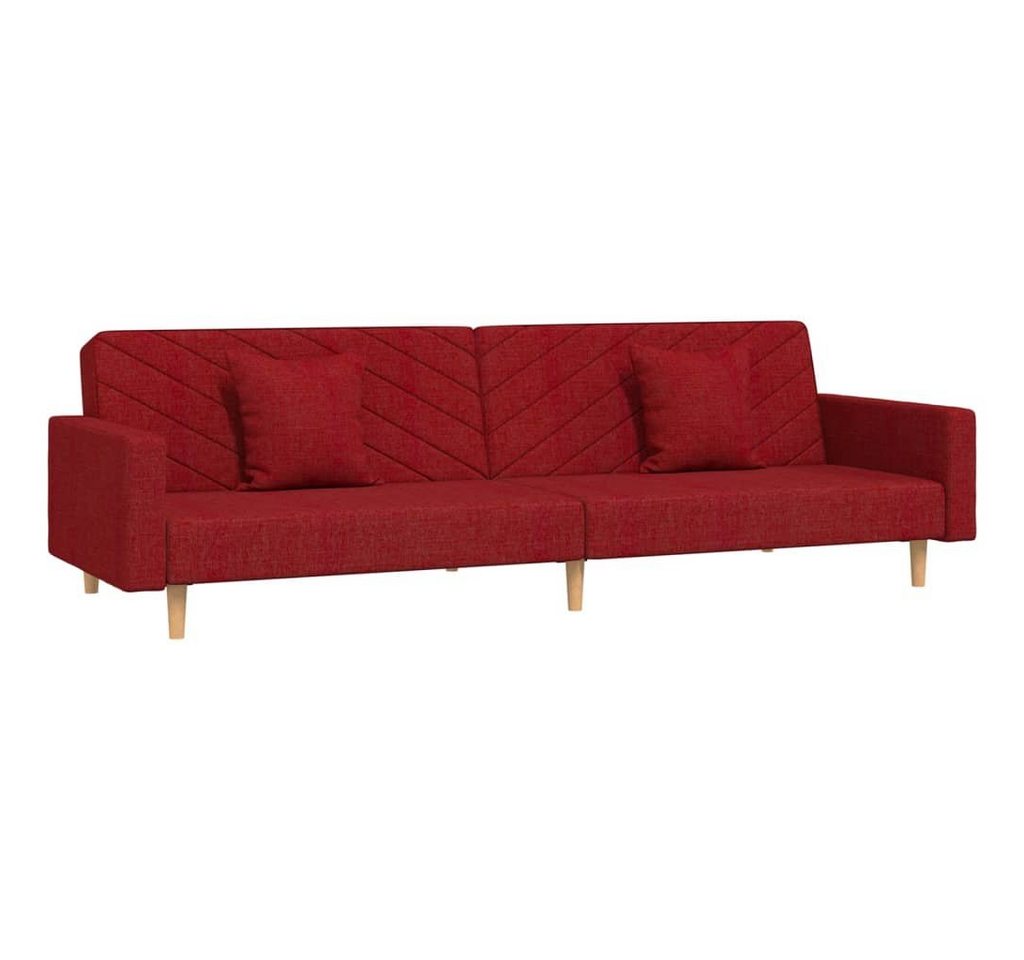 vidaXL Sofa Schlafsofa 2-Sitzer mit 2 Kissen Weinrot Stoff von vidaXL